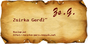 Zsirka Gerő névjegykártya